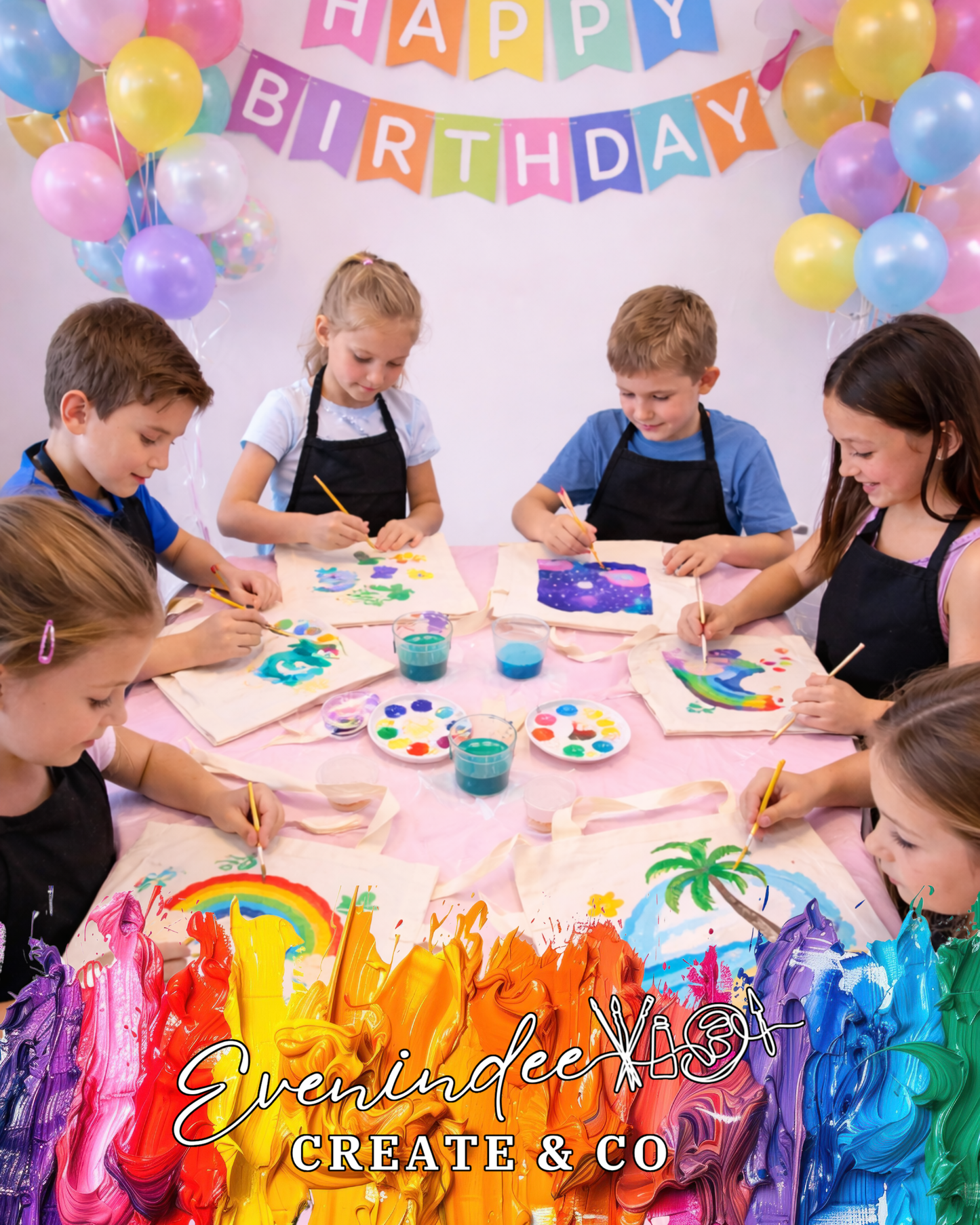 Paint a Tote Bag Private Kids Party Workshop